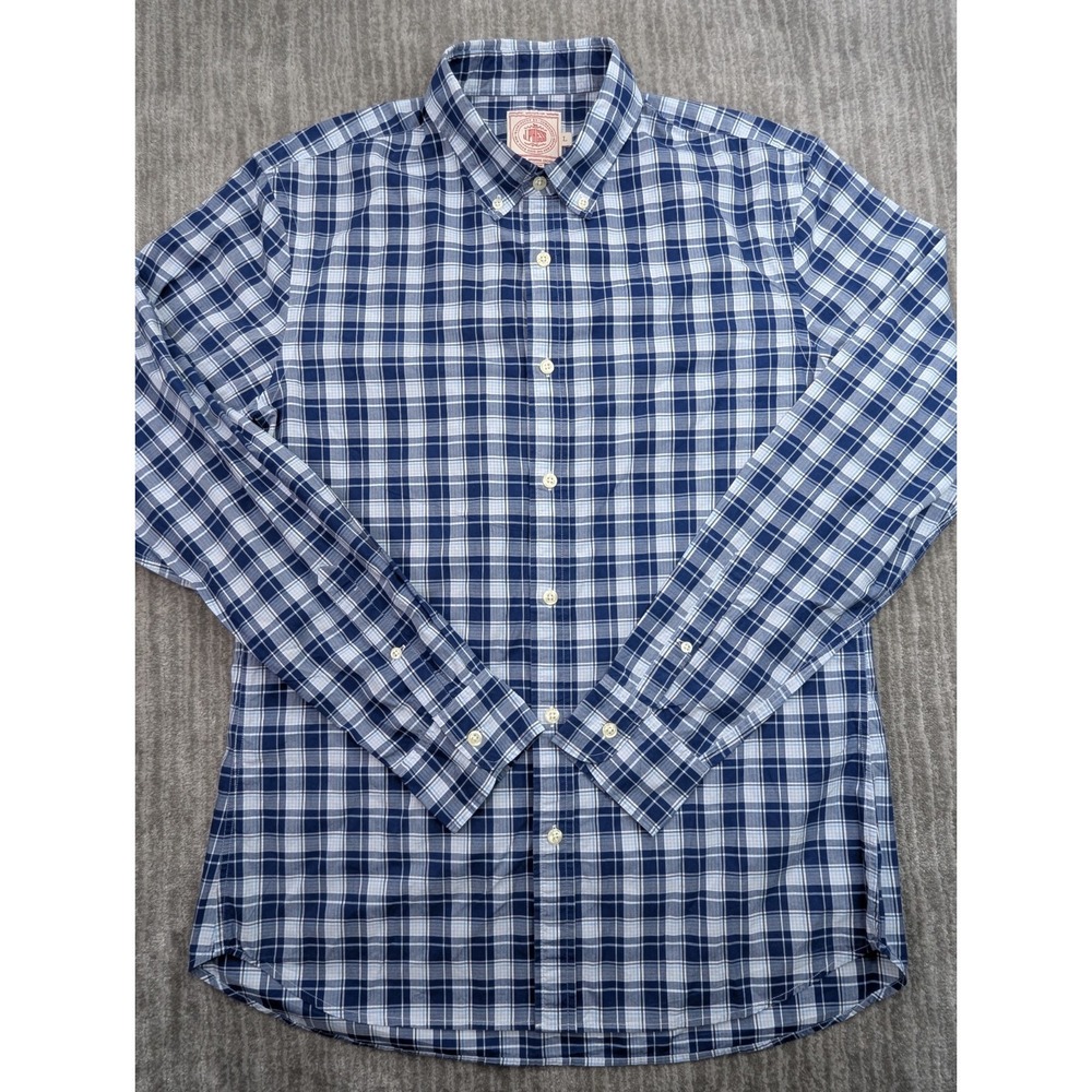 J. Press Trunk Club Shirt Men's Large Blue Plaid Cotton Button Down Long Sleeve